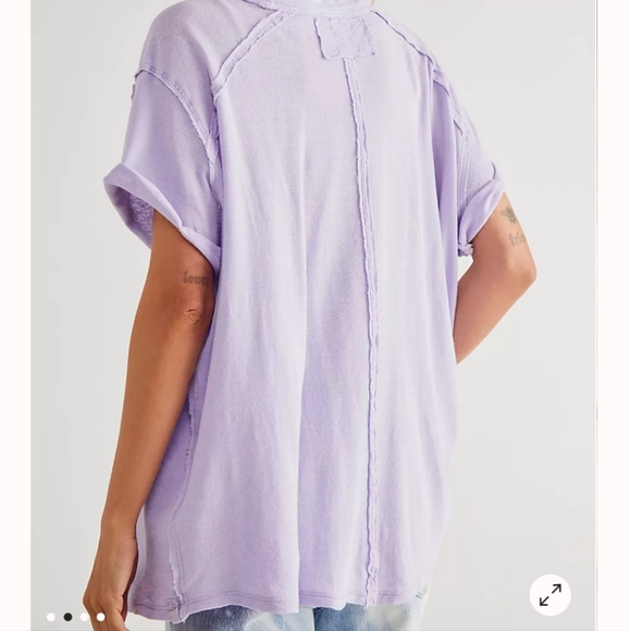 We the Free Care FP Linen Blend BF Tee size Small in Luxe Lilac - Picture 5 of 5